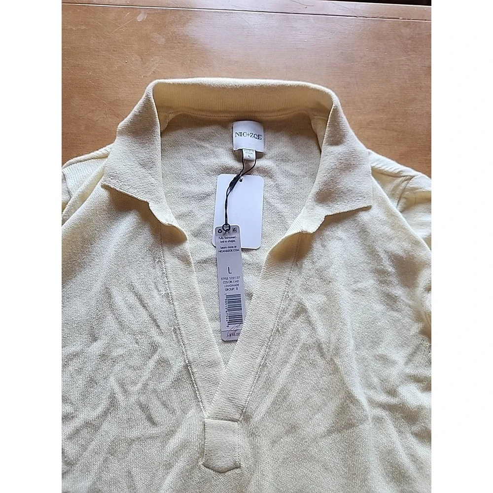 Nic and Zoe NWT Tunic Sweater Collared‎ V Neck Yellow L
